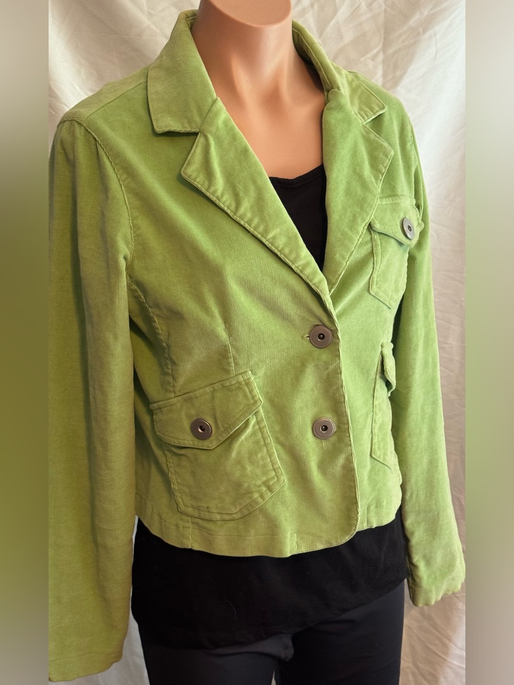 Me Jane Light Green Corduroy Button-Front Blazer Jacket L